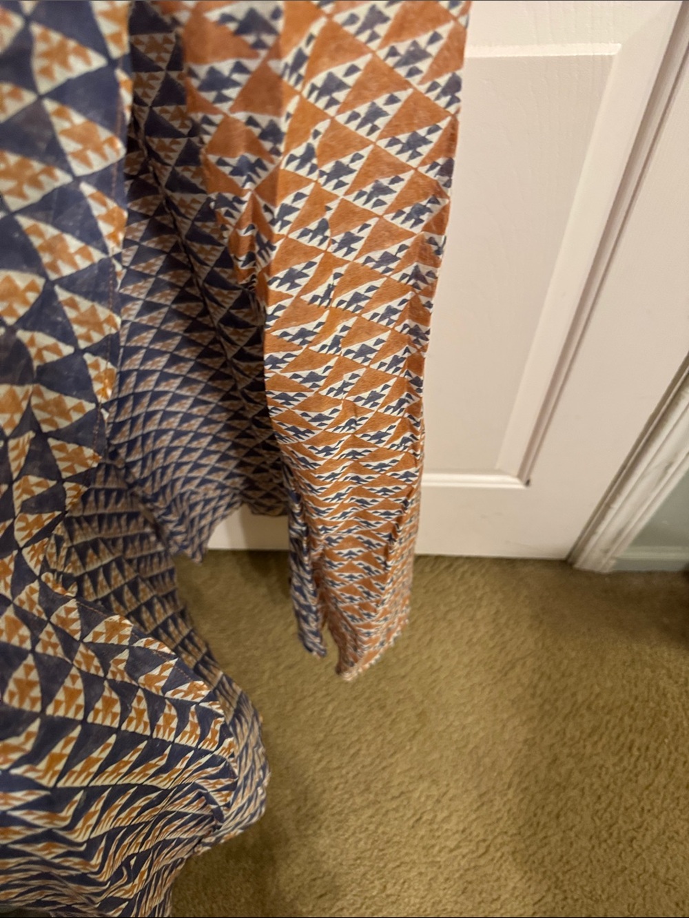 Geometric Print Maxi Dress in Navy and Tan - Picture 4 of 5